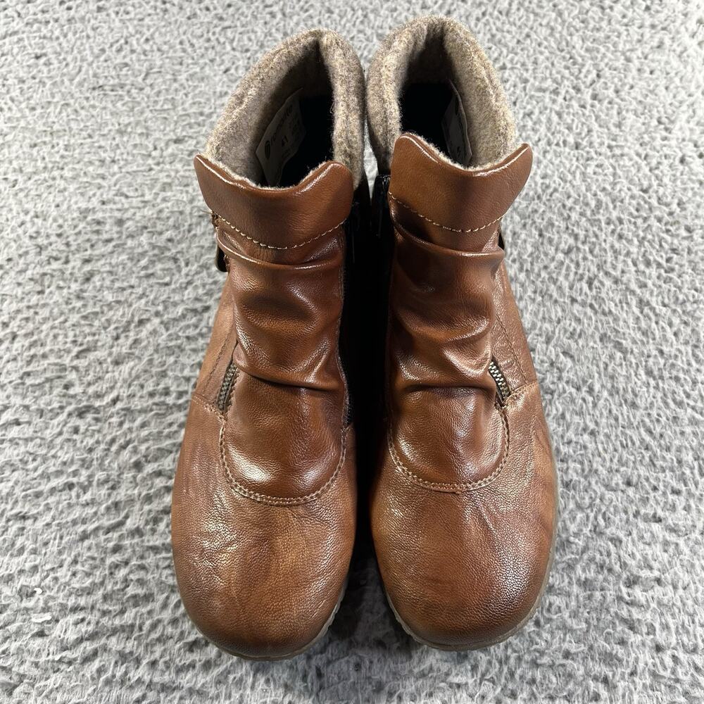 Remonte Tex Boots 41 US 9.5-10 Brown Leather Wool Lined Ankle Bootie Rieker - Picture 5 of 9